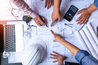 people working on blueprints