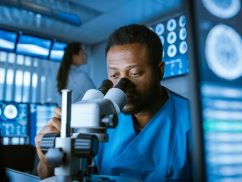 biomedical student working in lab