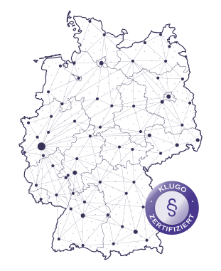 Deutschlandkarte Anwaltsnetzwerk KLUGO