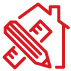 House outline with pen ruler inside