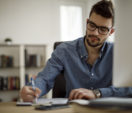 Male student studying