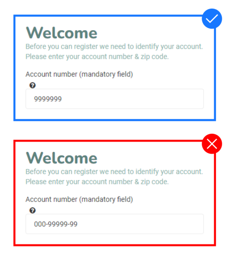 How to fill your account number