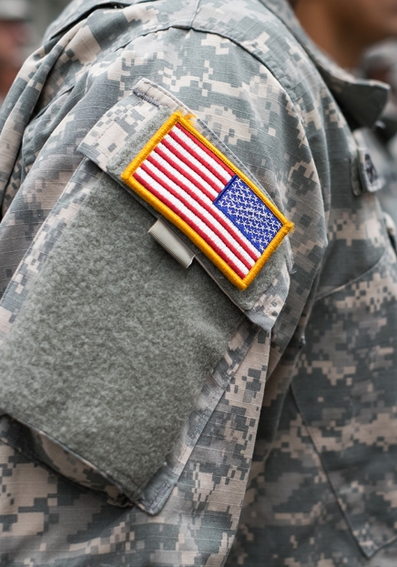American flag patch on military uniform