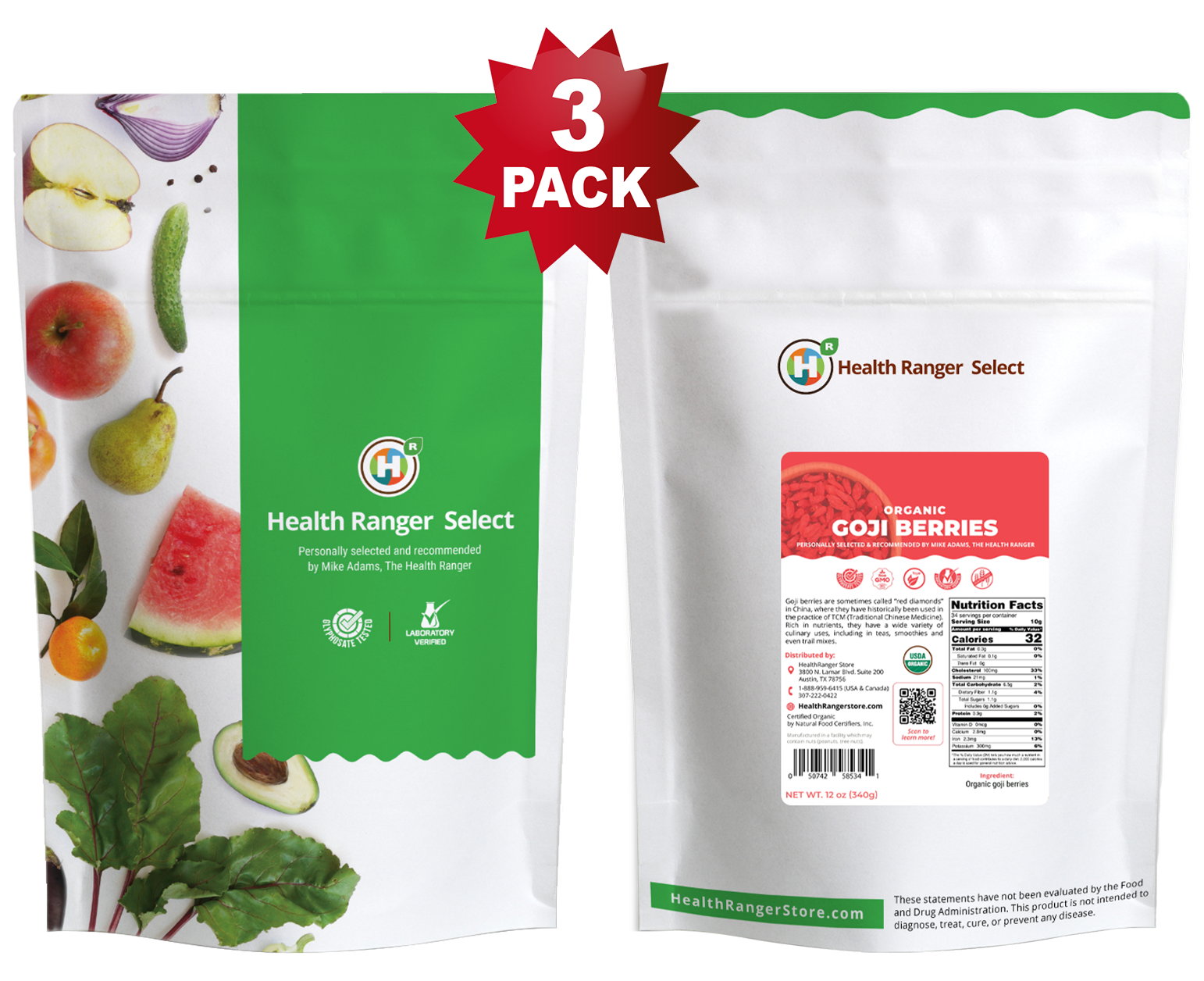 Health Ranger Select Organic Goji Berries 16 oz