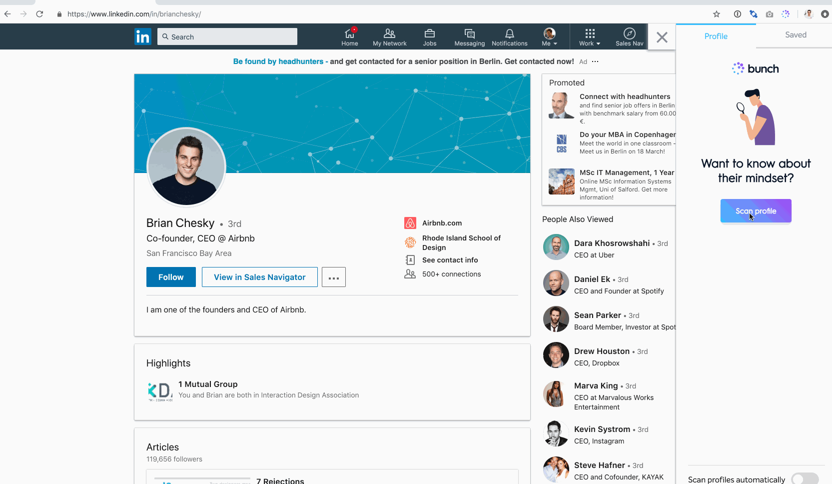 get to know anyone in 1 click.