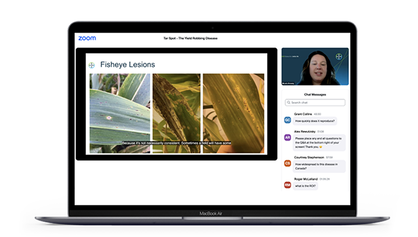 Un ordinateur portable affichant le site Web de webinaire.