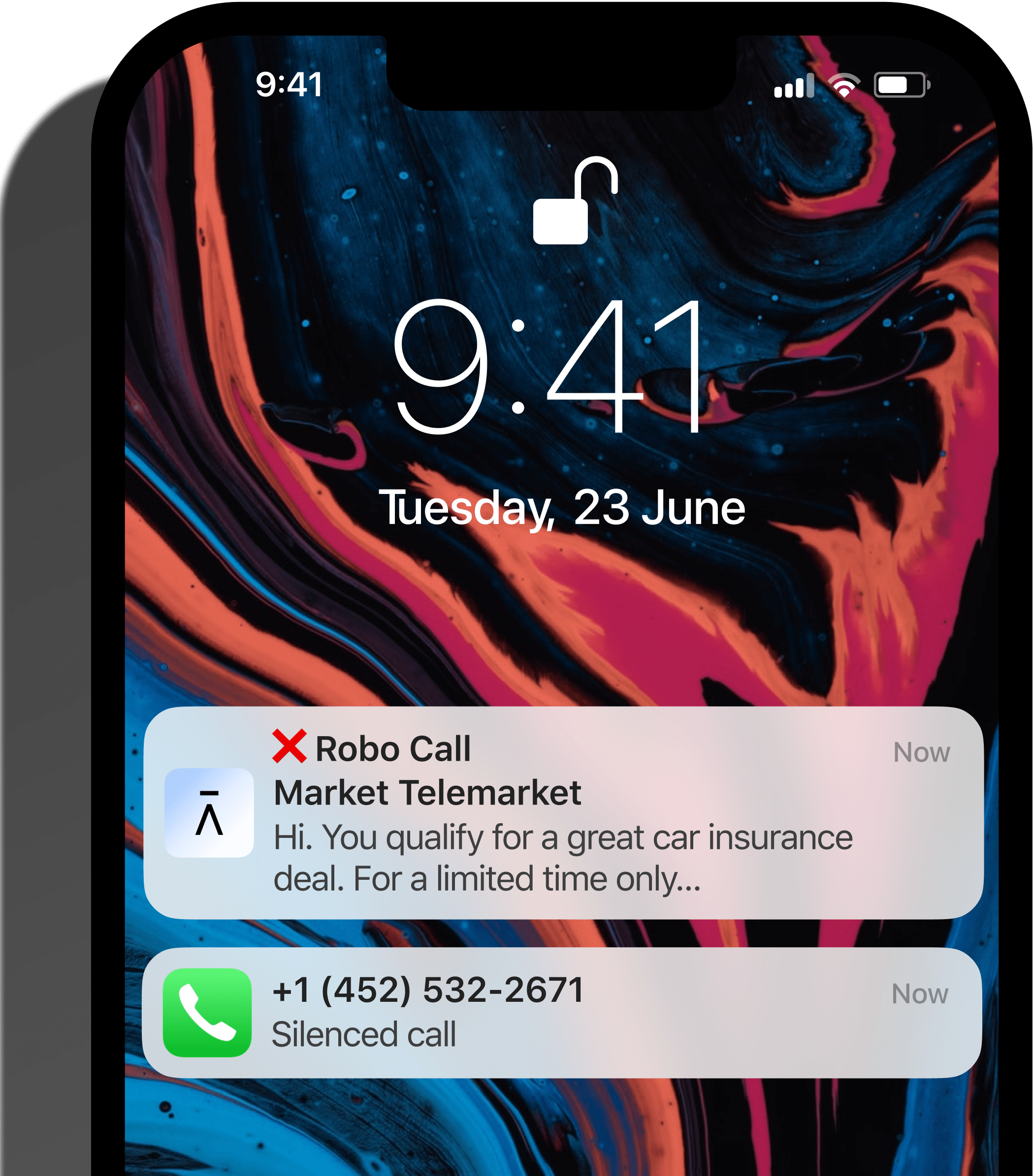 Phone Lockscreen with Aura Notifications