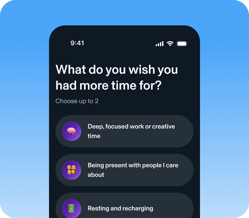 What do you wish you had more time for? Deep focus, being present, or resting.
