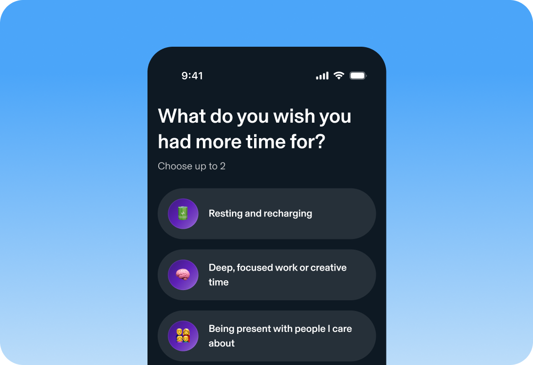 What do you wish you had more time for? Deep focus, being present, or resting.