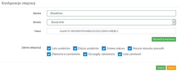 konfiguracja integracji baselinker
