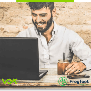 A man working efficiently from home with his Vox over Frogfoot fibre internet