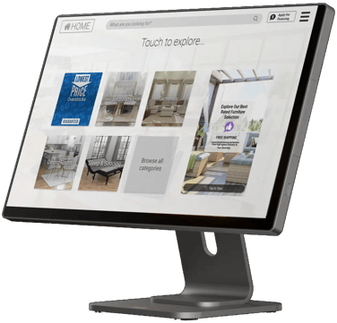 22" Kiosk showing categories page for chairs