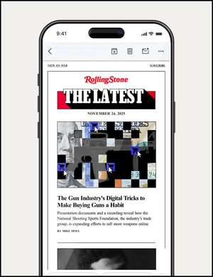 Rolling Stone mobile newsletter preview with headline story layout.