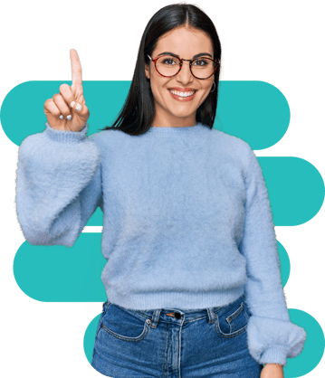 Woman pointing up