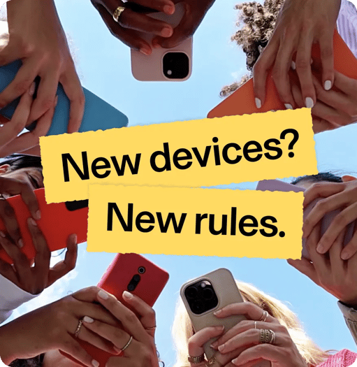 New Device? New Rules. Multiple young kids holding mobile devices