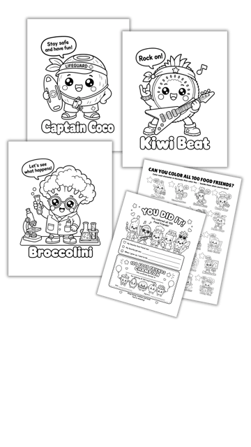 Kawaii coloring pages from Tiny Bites, Big Dreams coloring book