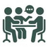Circular icon representing a simple closing process.