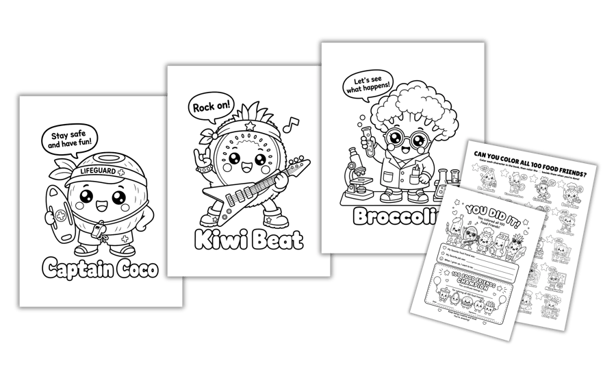 Kawaii coloring pages from Tiny Bites, Big Dreams coloring book