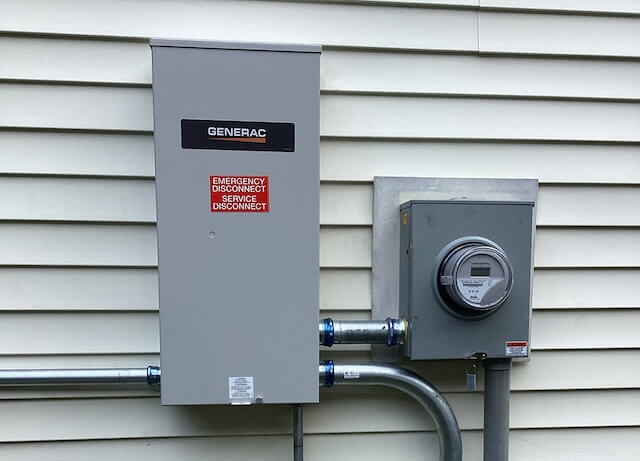 Generac Automatic Transfer Switch (ATS) &amp; Emergency Disconnect, Electric Utility Meter Box and Electrical Conduits