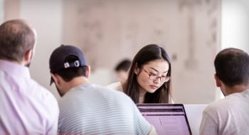 Group of Carnegie Mellon MSBA students working together