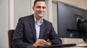 William and Mary student working at his computer