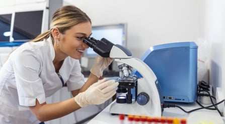 female scientist doing research in lab