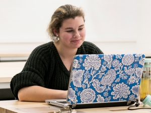 MBA student working on her laptop