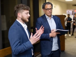 MBA faculty with a University of New Haven student