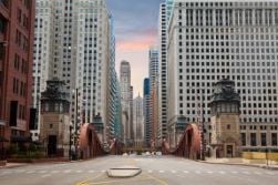 view of bridge spanning downtown Chicago