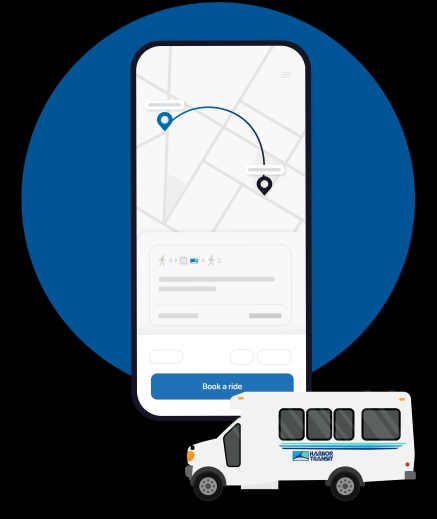 Harbor Transit App and Vehicle