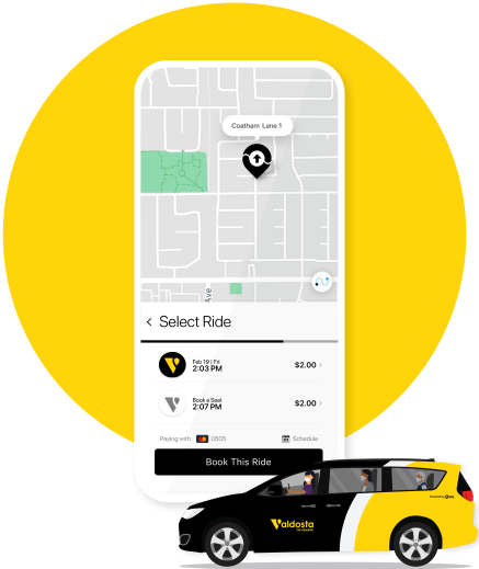 Valdosta On-Demand is a public transit rideshare app that brings you shared taxis.
