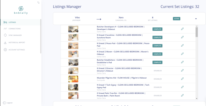 Airbnb Listing Quickbooks Manager