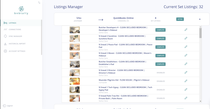 Airbnb Listing Quickbooks Manager