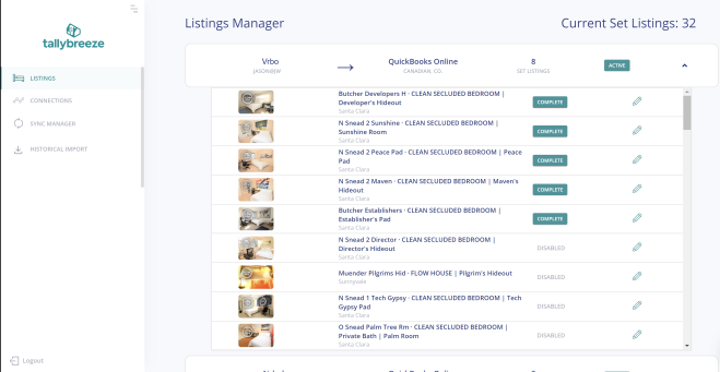 Airbnb Listing Quickbooks Manager
