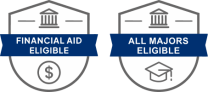 Financial Aid Eligible badge and All Majors Eligible