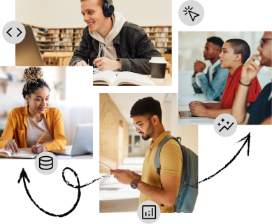 Collage of Students Learning - College Course
