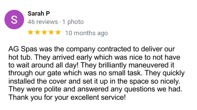 Hot Tub Delivery Testimonial 1