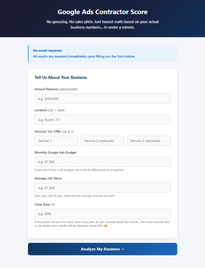 Google Ads Contractor Score
