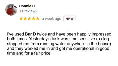 Bar-D Plumbing Testimonial 5