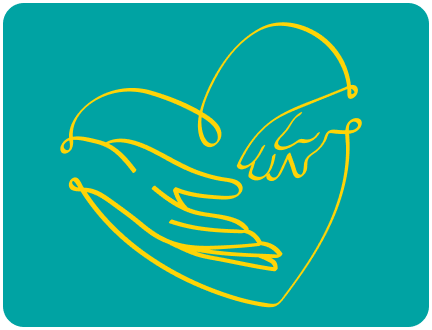 Herz in dem große und kleine Hand nacheinander greifen