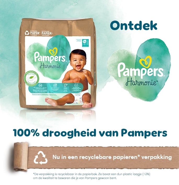 Ontdek Pampers Harmonie, 100% droogheid van Pampers