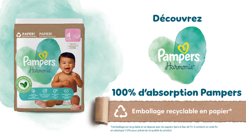 Découvrez Pampers Harmonie, 100% d'absorption Pampers