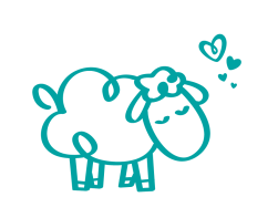 Sheep doodle with hearts