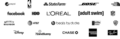 UnitedMasters Sync Partners 2024 (4 rows of logos includes brands like Pepsi, NBA, RayBan, American Express, AT&T, Disney)