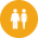 An icon showing a male and female on a yellow background