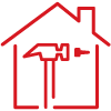 hammer inside house icon