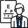 An optometrist standing in front of a testing chart.