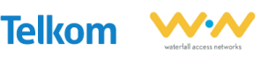 Logos of Telkom and Waterfall Access Networks