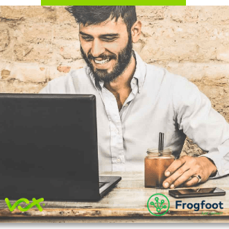 A man working efficiently from home with his Vox over Frogfoot fibre internet