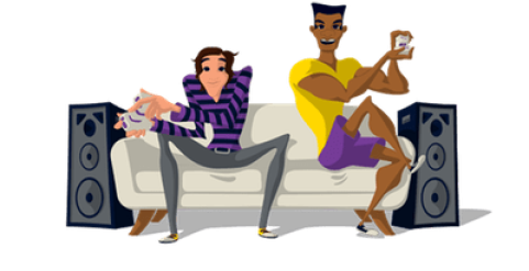 Two friends gaming with their ultra-fast Telkom 5G internet connection